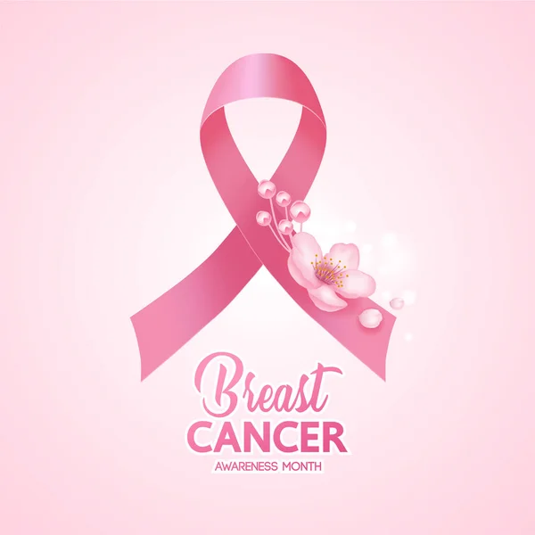 Cinta Rosa Sobre Fondo Rosa Ilustración Vector Conciencia Cáncer Mama — Archivo Imágenes Vectoriales