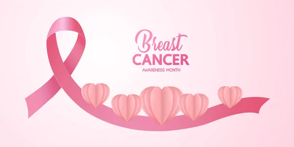 Cinta Rosa Sobre Fondo Rosa Ilustración Vector Conciencia Cáncer Mama — Archivo Imágenes Vectoriales