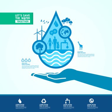 Suyu yeşil ekoloji dünya vektör çizimine sakla.