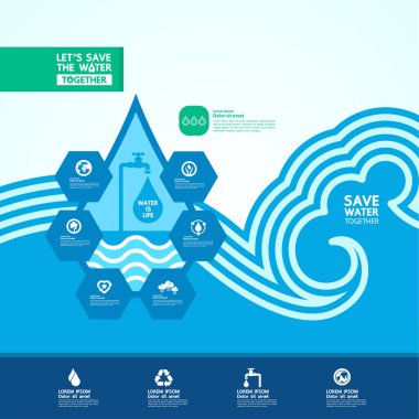Suyu yeşil ekoloji dünya vektör çizimine sakla.
