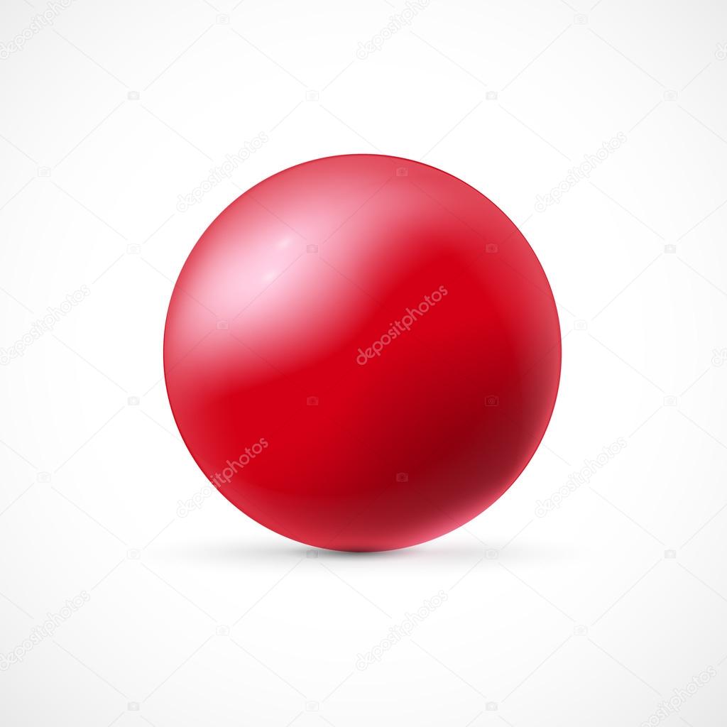 Red glossy sphere isolated on white background