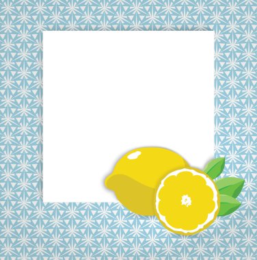 universal page layout with lemon icon, recipe or daily special card template, vector drawing