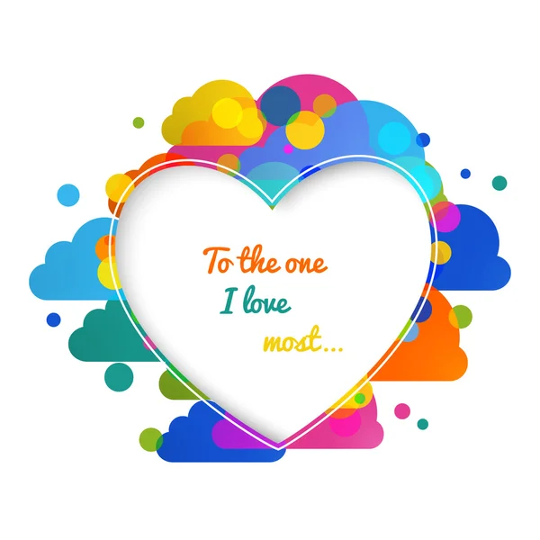 Dia dos Namorados corações cartão de saudação no fundo colorido — Vetor de Stock