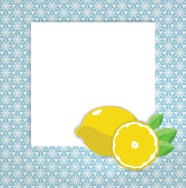 Universal page layout with lemon icon, recipe or daily special card template, vector drawing — Stock Vector
