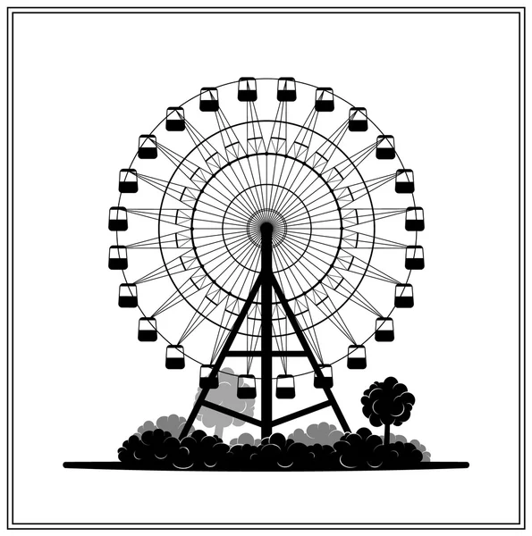 Silhouette of a ferris wheel in the park — Stock Vector