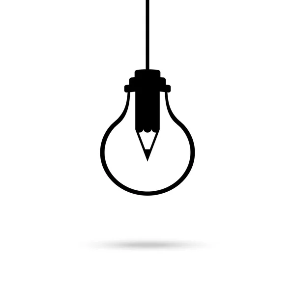 Visualização da criatividade de uma lâmpada com lápis dentro do símbolo ilustração vetorial —  Vetores de Stock