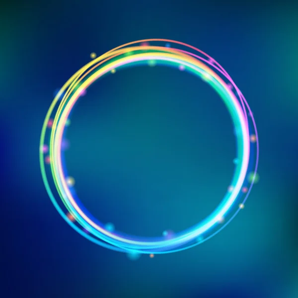 Arco-íris quadro círculo brilhante com brilhos — Vetor de Stock