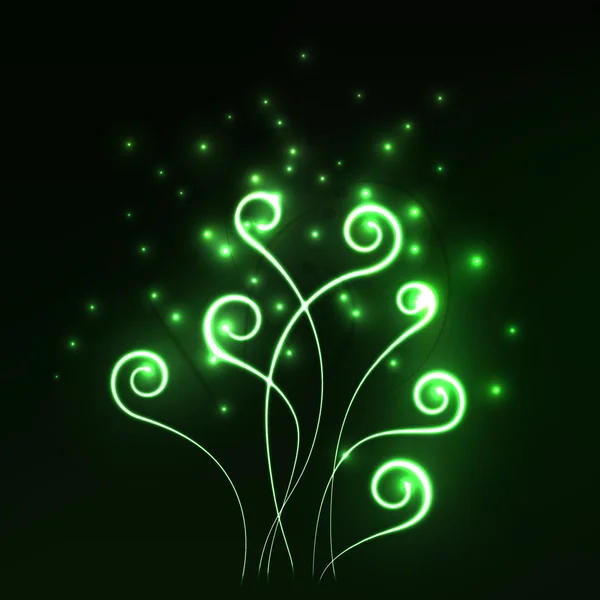 Verde magie lumină ferigă verdeață fundal abstract — Vector de stoc