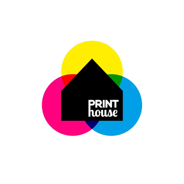 Nyomtatás ikon tinta nyomtatás-ház szimbólum tervezés — Stock Vector