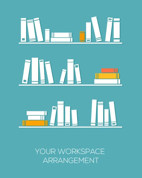 Shelves with books in flat design style. Vector Graphics