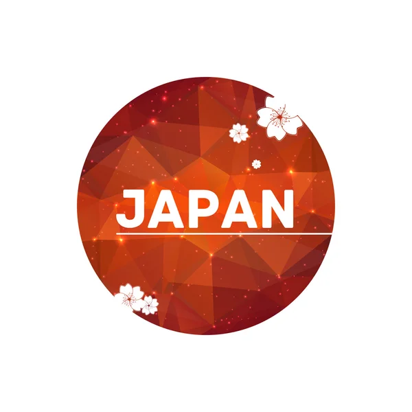 Modern red round cherry blossom japan simbolic template — Stock Vector