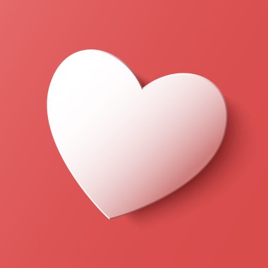 Kağıt kalp Sevgililer günü kartı pembe bir arka plan üzerinde. Vektör soyut illüstrasyon kalp ile. Kağıttan kesilmiş kalp.