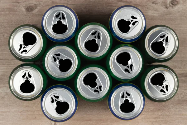 Unusual Halloween Mask Beer Cans Masks Fear Horror Creative Background — Stock Photo, Image