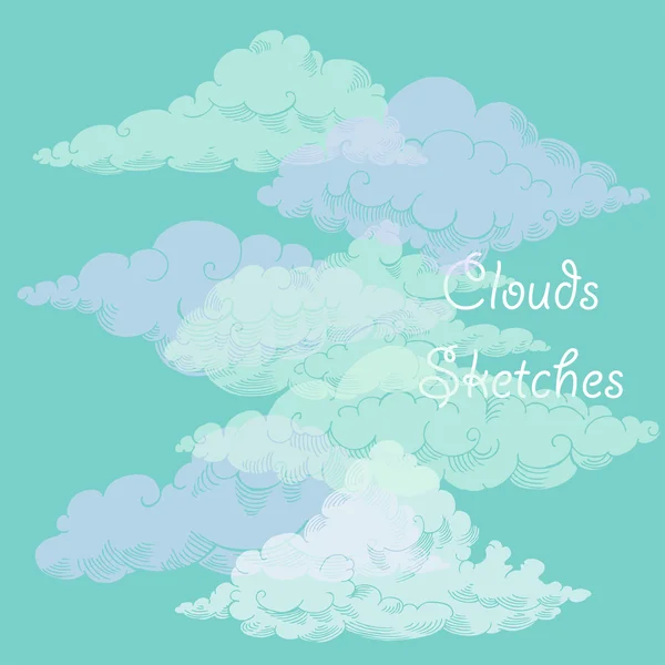 Sfondo con nuvole schizzi — Vettoriale Stock