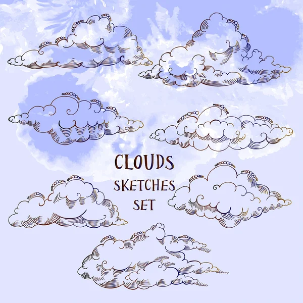 구름 스케치와 배경 — 스톡 벡터