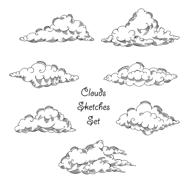 Fondo con bocetos de nubes — Vector de stock