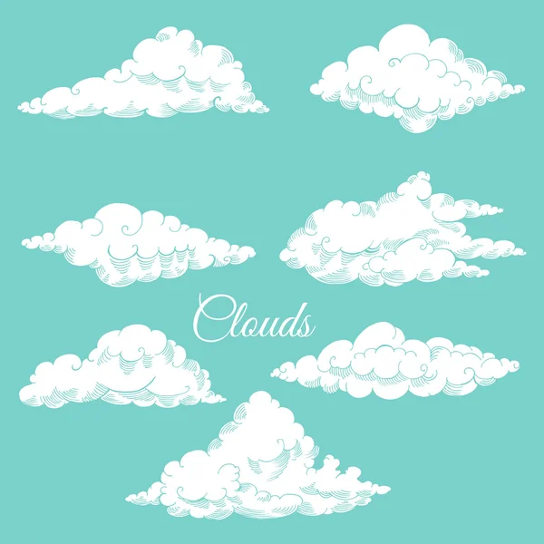 Fondo con bocetos de nubes — Vector de stock