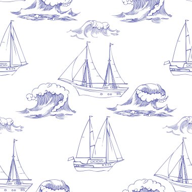 Dalgalar ve gemi ile Seamless Modeli