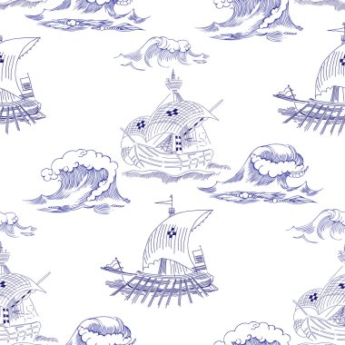 Dalgalar ve gemi ile Seamless Modeli