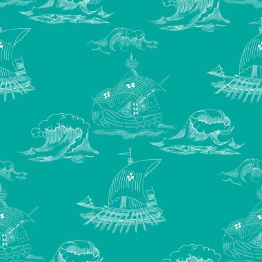 Dalgalar ve gemi ile Seamless Modeli