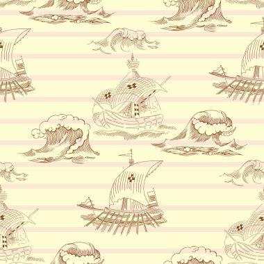 Dalgalar ve gemi ile Seamless Modeli