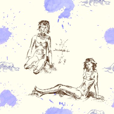 Plajda kadınlarla seamless modeli