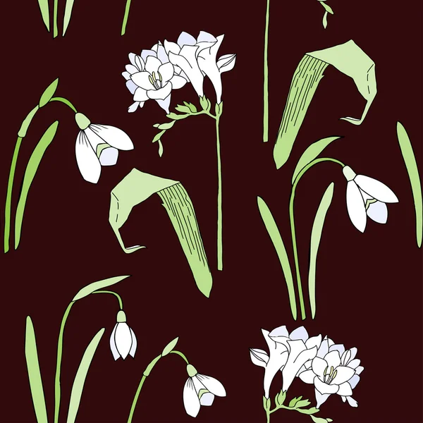 Seamless pattern with snowdrops — Stock Vector