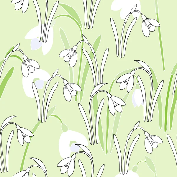 Padrão sem costura com snowdrops — Vetor de Stock