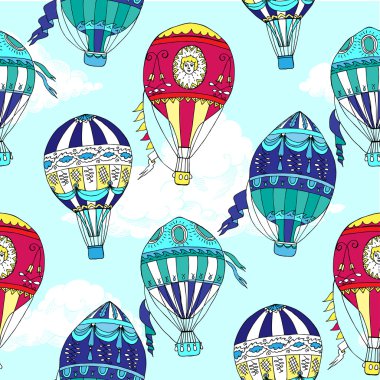 Bulutlar ve sıcak hava balon ile Seamless Modeli