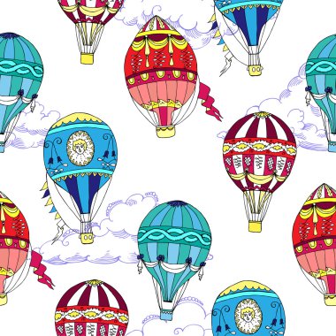 Bulutlar ve sıcak hava balon ile Seamless Modeli