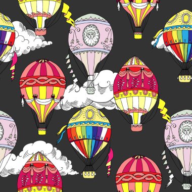 Bulutlar ve sıcak hava balon ile Seamless Modeli