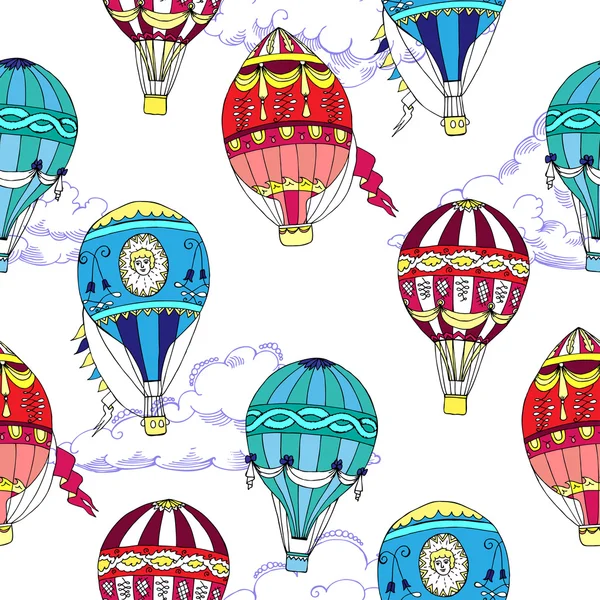 Bulutlar ve sıcak hava balon ile Seamless Modeli