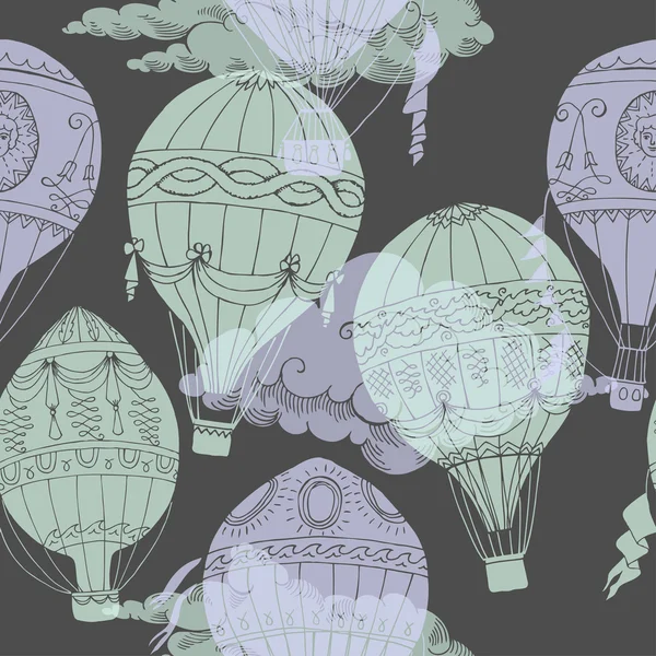 Bulutlar ve sıcak hava balon ile Seamless Modeli