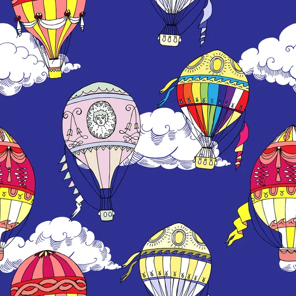 Bulutlar ve sıcak hava balon ile Seamless Modeli