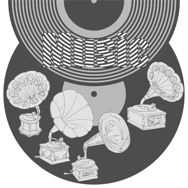 Arrière-plan avec gramophones — Image vectorielle