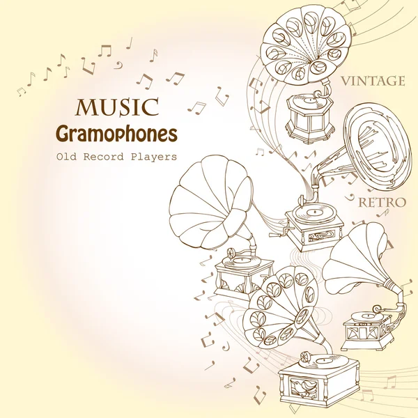Background with  gramophones — Stock Vector