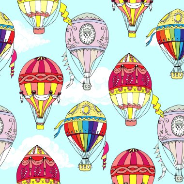 Bulutlar ve sıcak hava balon ile Seamless Modeli