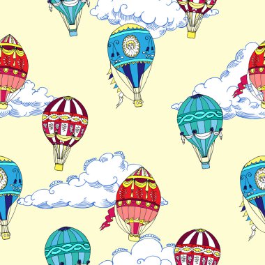 Bulutlar ve sıcak hava balon ile Seamless Modeli