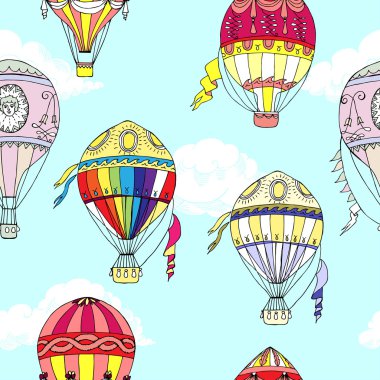 Bulutlar ve sıcak hava balon ile Seamless Modeli