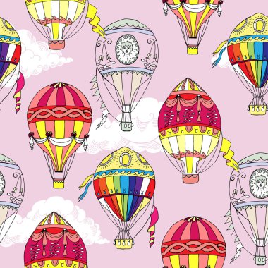 Bulutlar ve sıcak hava balon ile Seamless Modeli