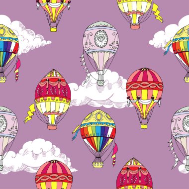 Bulutlar ve sıcak hava balon ile Seamless Modeli