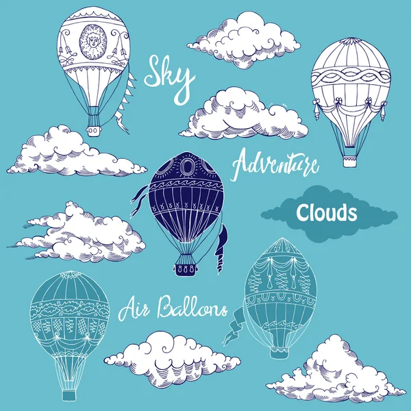 Background with Hot Air Balloons — Stock Vector
