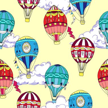 Bulutlar ve sıcak hava balon ile Seamless Modeli