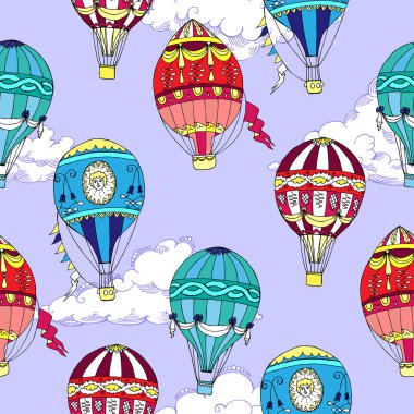 Bulutlar ve sıcak hava balon ile Seamless Modeli