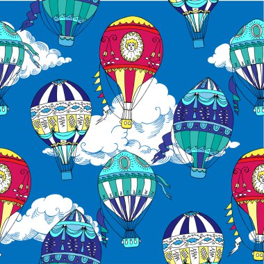 Bulutlar ve sıcak hava balon ile Seamless Modeli