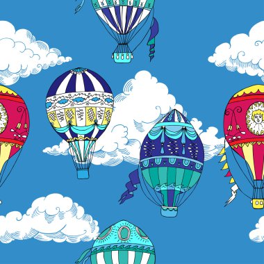 Bulutlar ve sıcak hava balon ile Seamless Modeli