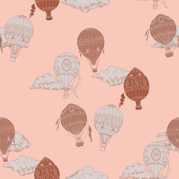 Seamless Pattern with Hot Air Balloons — Stock Vector