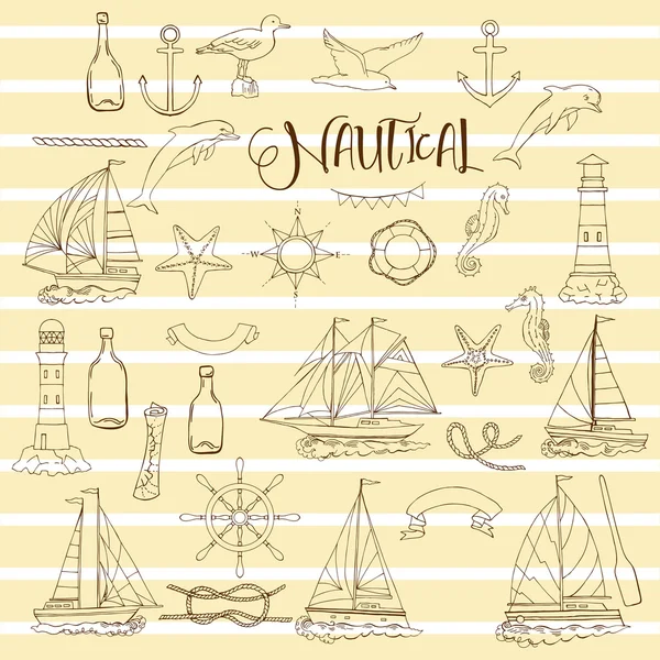 Nautical set with ships — Stock Vector