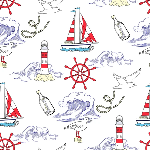 Nautical seamless pattern — Stock Vector