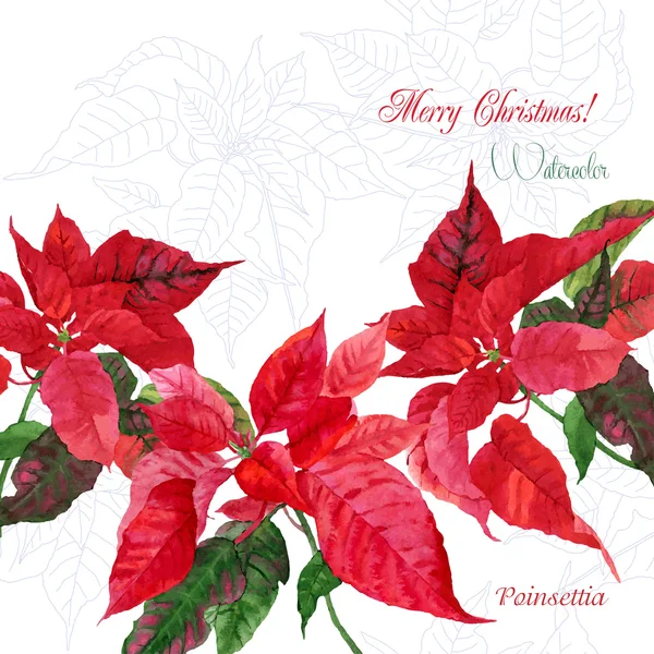 Arrière-plan avec poinsettia rouge de Noël-04 — Image vectorielle